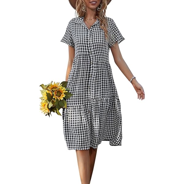 【正規品】Checked Shirt Mini Dress PixieGirl Petite Women's Black Check Print Shirt Dress